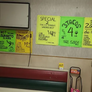 Some of the everyday specials.