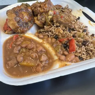 braised oxtails with rice and beans