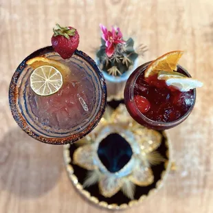 A holiday treat for any craving 
*
*
Strawberry Margarita on the left!
Sangria on the right!