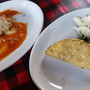 Enchilada and beef taco