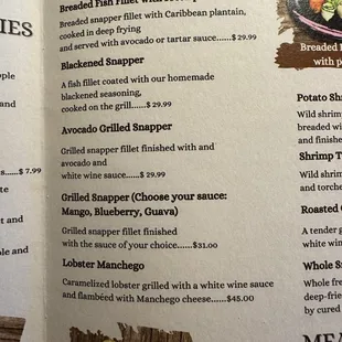 Menu: Tablado specials