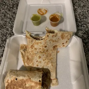 Fajita quesadilla and Fajita Burrito