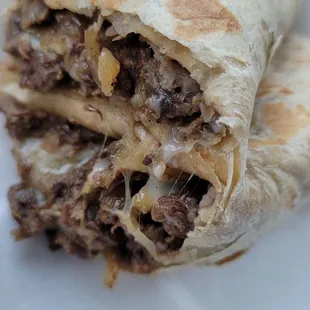 Steak burrito... close up