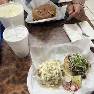 Lime Agua fresca &amp; Horchata Drinks along with our meal.
