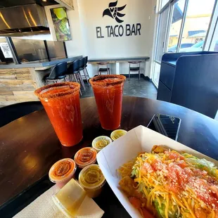 Michelada and  rolled tacos