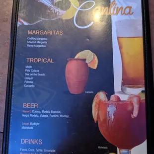 Drink menu.