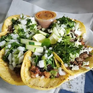 Tacos of Asada and Adobada