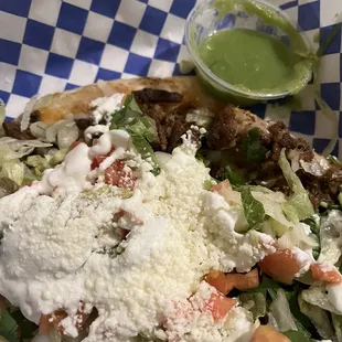 Huarache and fresh green salsa