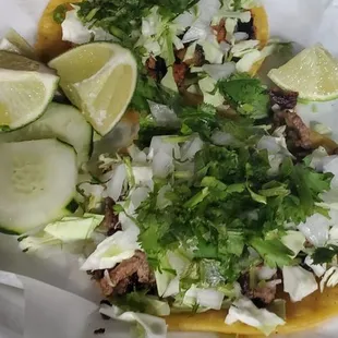 Taco de Asada and a Taco de Adobada