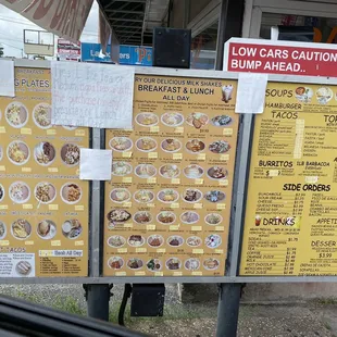 Drive thru menu