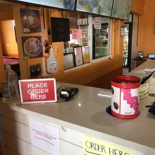 Place any orders at the counter