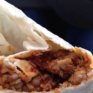 A regular chicken burrito