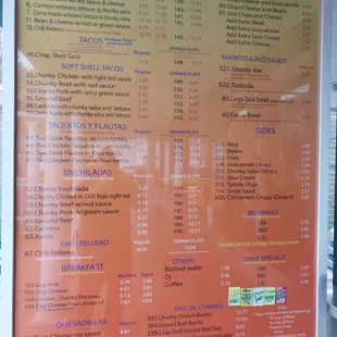 The menu