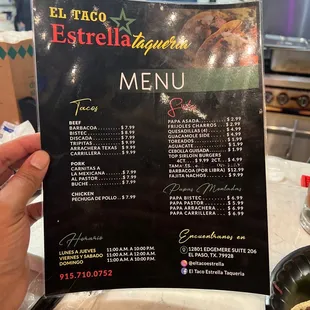 The menu!
