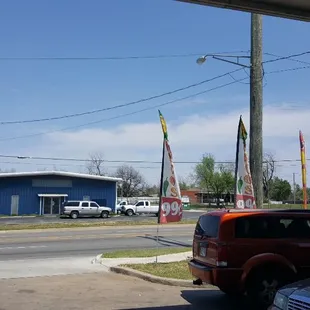 cars parked at a gas station