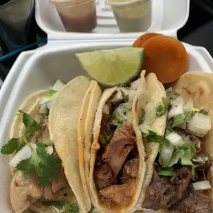 Street Tacos: Carnitas, Lengua and Barbacoa