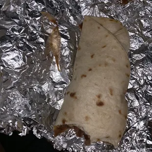 My chorizo and bean taco and the onion skin