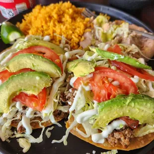 Tostadas with ground beef.