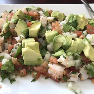 Shrimp ceviche, which is Spanish for fresh delicious and took half home for late night snack.