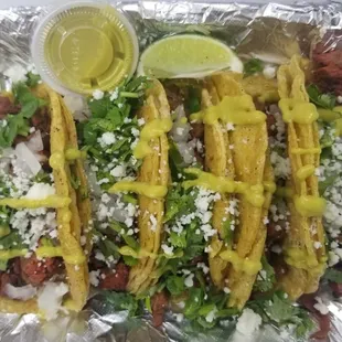 Tacos estilo Matamoros, no avocado.