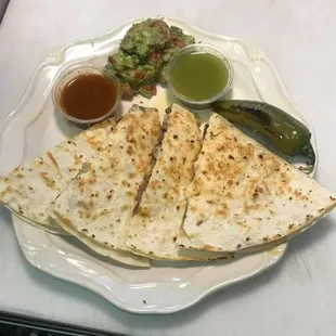 a quesadilla and a pickle