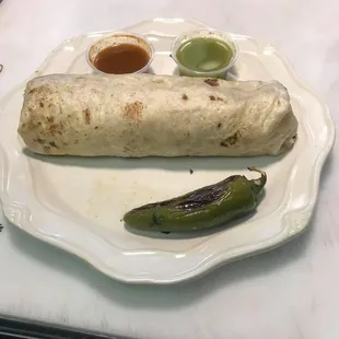 a burrito on a plate