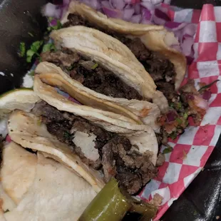 Nasty old carne that has been reheated I don't know how many times.  Not worth 14.00 per order for bad meat!  I don't recommend  it!