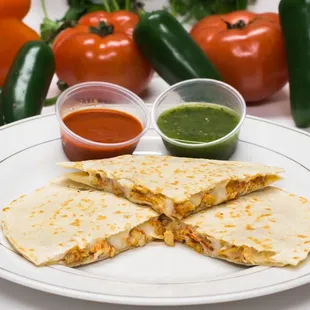 quesadilla ( mozzarella cheese , your choice of meat and salsa)