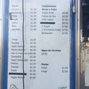 menu