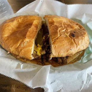 a half eaten sandwich