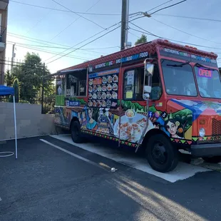 Taco truck located on northside of Chevron station.