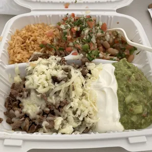 Super Burrito al Plato with al pastor (no beans)