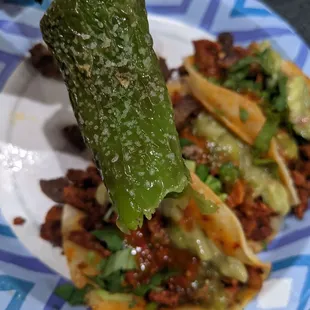 Grilled and seasoned jalapeno