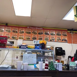 the counter and menu