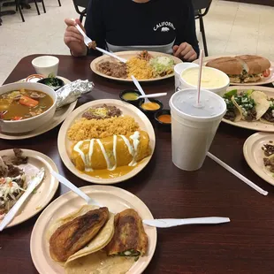 a table full of mexican food