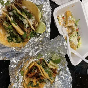 Chicken Empanda, Al Pastor Taco, Barbacoa Taco, Carnitas Taco