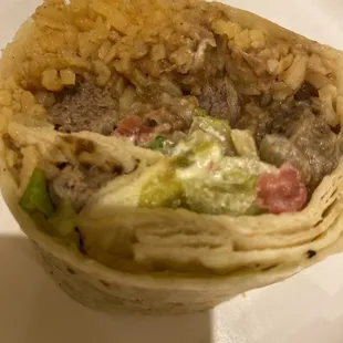 Inside my steak burrito.