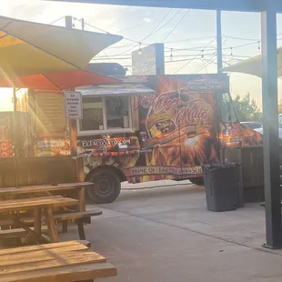 a food truck parked in a parking lot