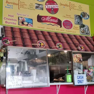 Inside counter and menu
