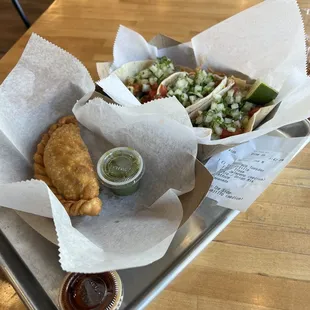 a tray of food on a table