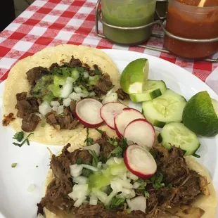 Lengua and lamb tacos