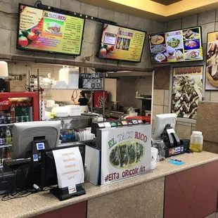 the counter and menus