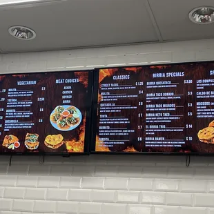 Tacos, meals, meat options
