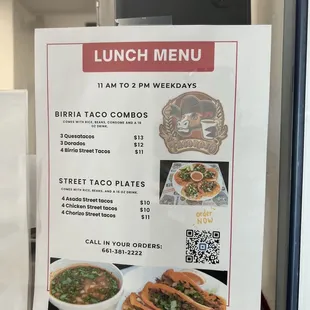 Lunch menu 11/29/2023