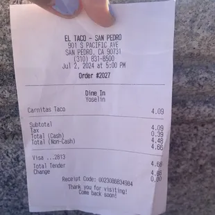 Receipt of my order