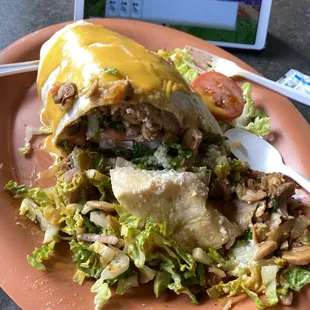 California burrito with mushroom filling.