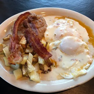 Huevos rancheros with queso added on top. Super good