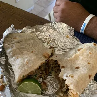 Inside my mans carne asada burrito