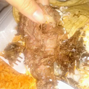 If you love stringy (not buttery) fat and gristle, you&apos;ll love the barbacoa plate. Not really my thing.