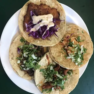 Fish, Steak, Chicken and Spicy Pork Tacosssss